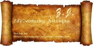 Závodszky Julietta névjegykártya